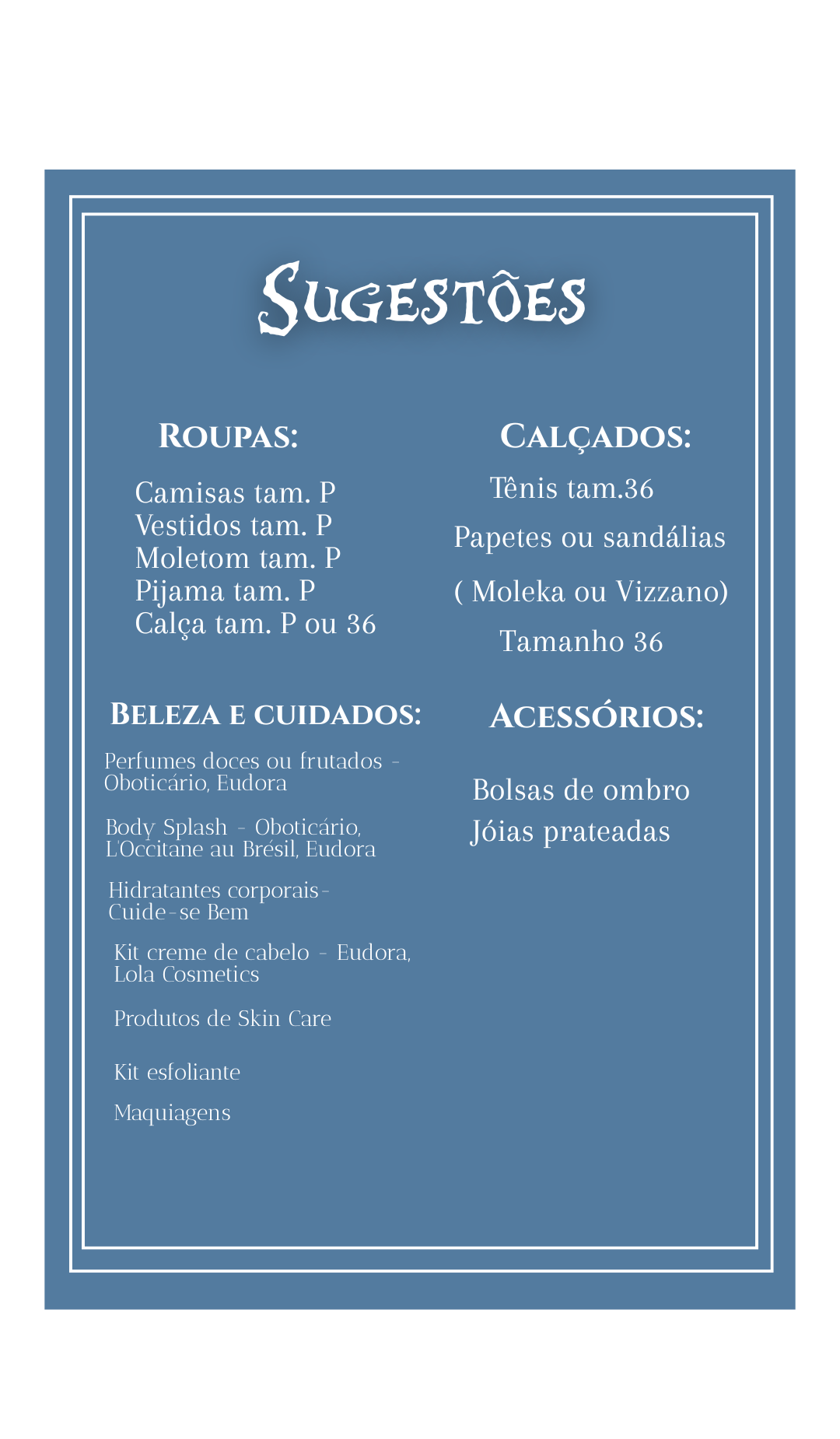 Sugestões de presente