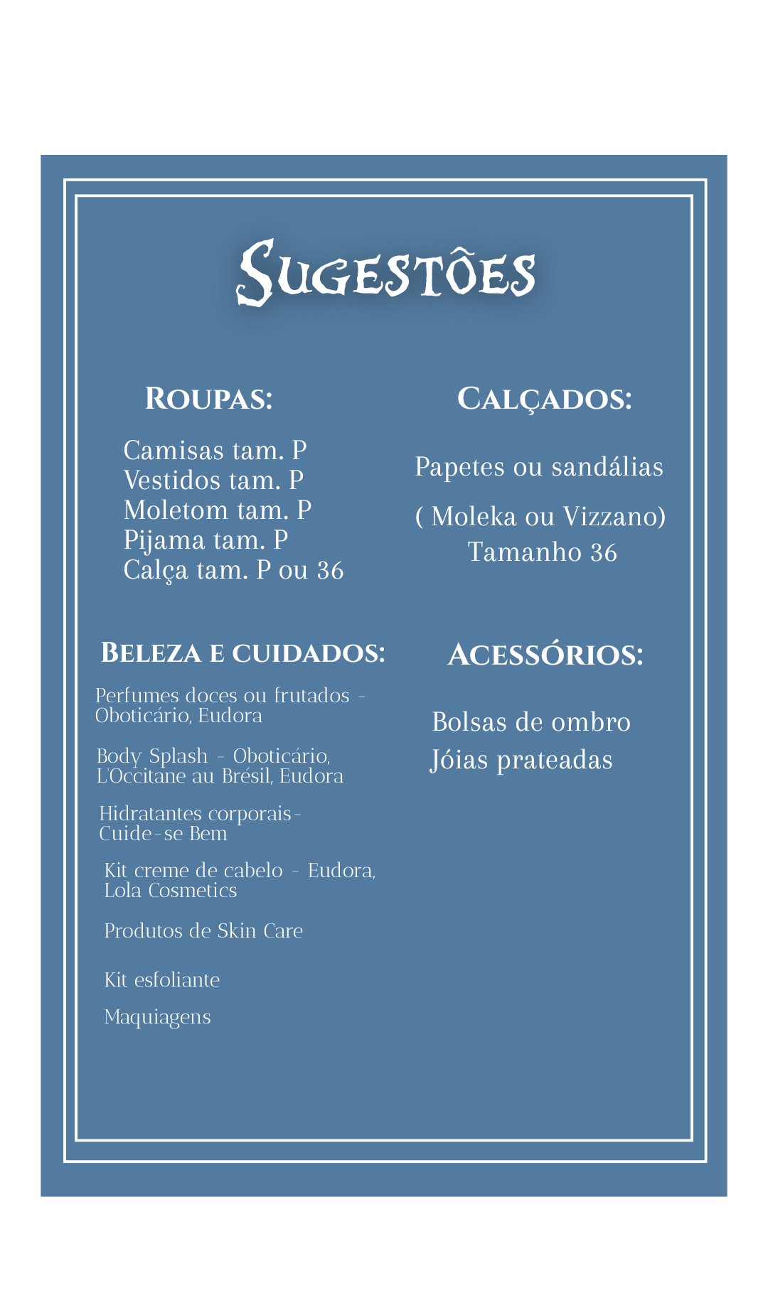 Sugestões de presente